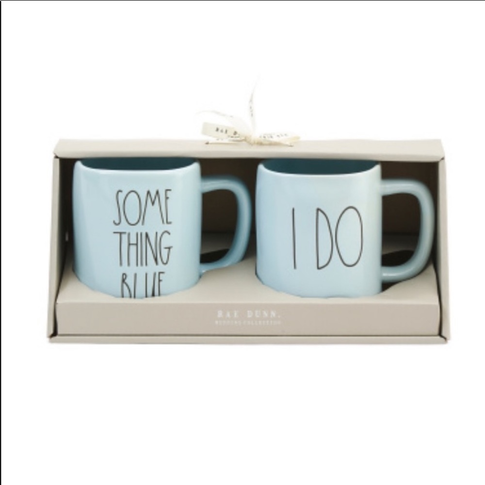 Rae Dunn I DO & SOME THING BLUE Mug Set New in Box in Original Packaging